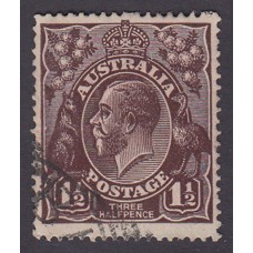 Australian    King George V   1½d Penny Half Pence Black Brown   Single Crown WMK Plate Variety 3L32